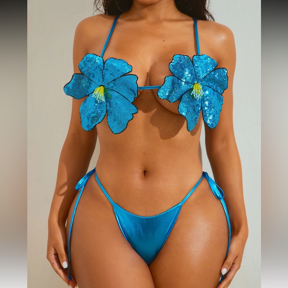 Sequin floral bikini